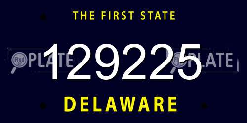 129225 Delaware License Plate