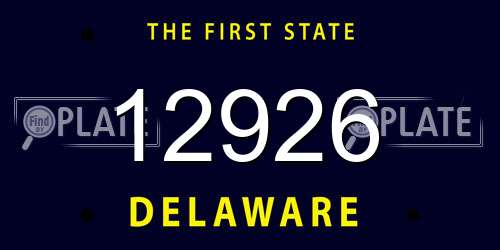 12926 Delaware License Plate