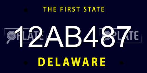 12AB487 Delaware License Plate