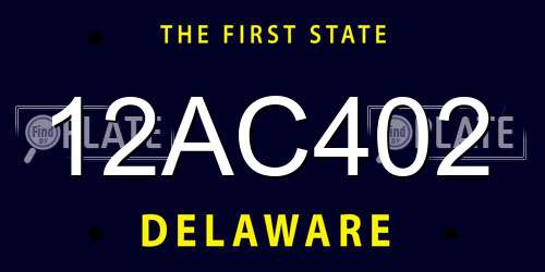 12AC402 Delaware License Plate
