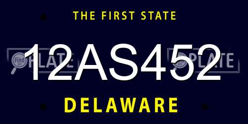 12AS452 Delaware License Plate