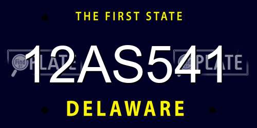 12AS541 Delaware License Plate