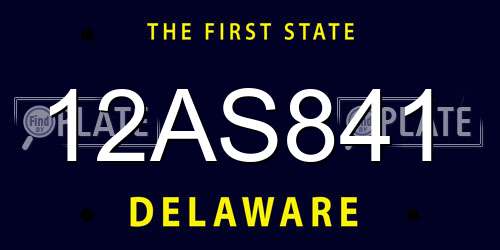 12AS841 Delaware License Plate