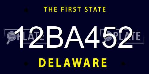 12BA452 Delaware License Plate
