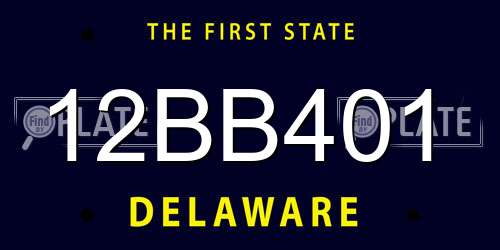 12BB401 Delaware License Plate
