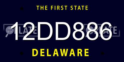 12DD886 Delaware License Plate