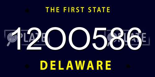 12OO586 Delaware License Plate