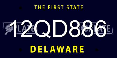 12QD886 Delaware License Plate