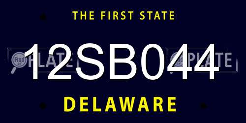 12SB044 Delaware License Plate