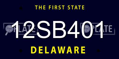 12SB401 Delaware License Plate