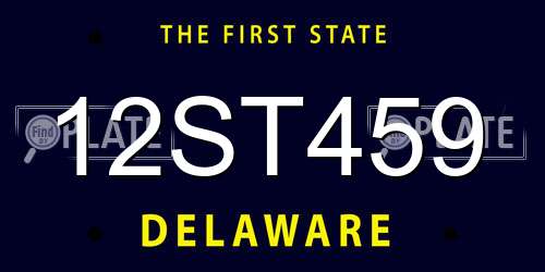 12ST459 Delaware License Plate