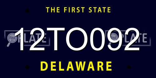 12TO092 Delaware License Plate