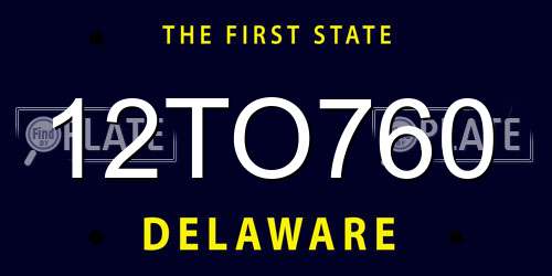 12TO760 Delaware License Plate