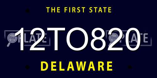 12TO820 Delaware License Plate