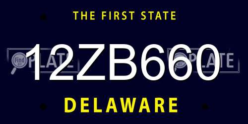 12ZB660 Delaware License Plate