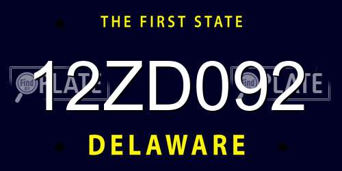 12ZD092 Delaware License Plate