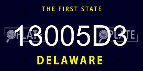 13005D3 Delaware License Plate