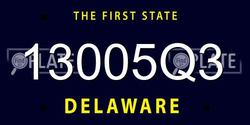 13005Q3 Delaware License Plate
