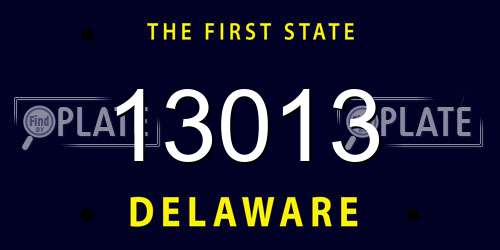 13013 Delaware License Plate