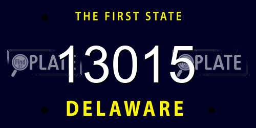13015 Delaware License Plate