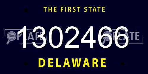 1302466 Delaware License Plate