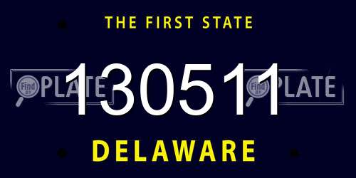 130511 Delaware License Plate