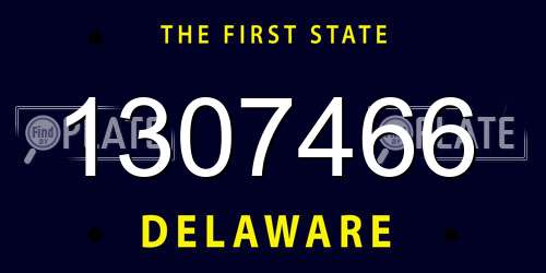 1307466 Delaware License Plate