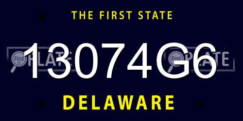 13074G6 Delaware License Plate
