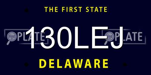 130LEJ Delaware License Plate