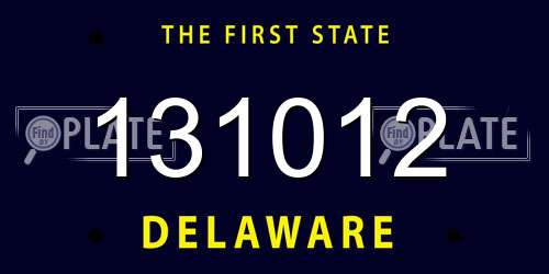 131012 Delaware License Plate