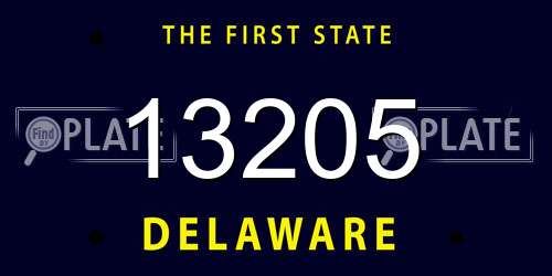 13205 Delaware License Plate
