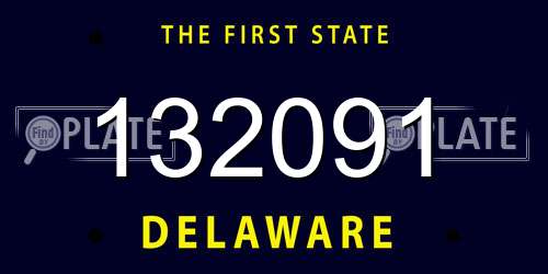 132091 Delaware License Plate