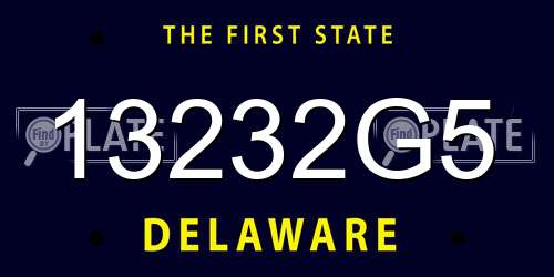 13232G5 Delaware License Plate