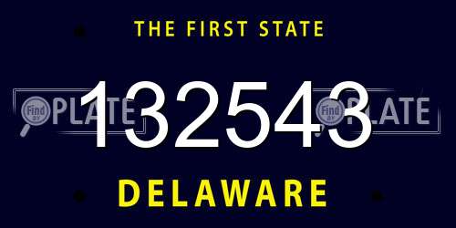 132543 Delaware License Plate