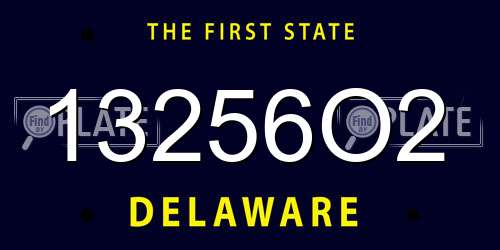13256O2 Delaware License Plate