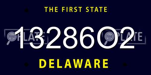 13286O2 Delaware License Plate