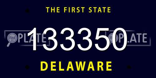 133350 Delaware License Plate