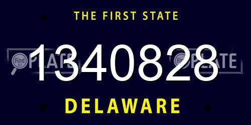 1340828 Delaware License Plate