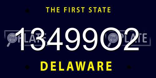 13499O2 Delaware License Plate