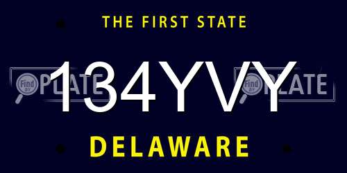 134YVY Delaware License Plate