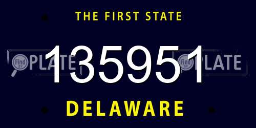 135951 Delaware License Plate
