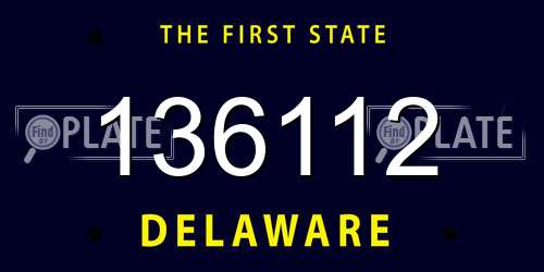 136112 Delaware License Plate