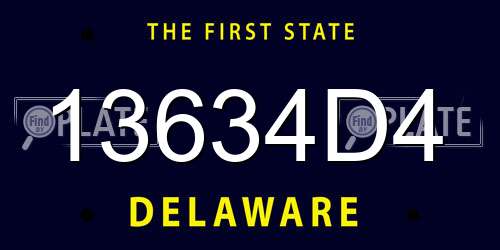 13634D4 Delaware License Plate