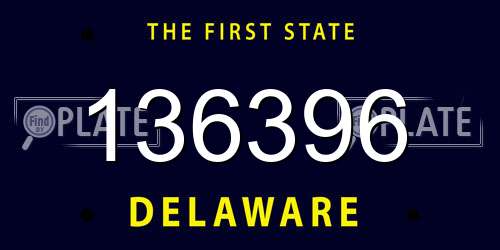 136396 Delaware License Plate