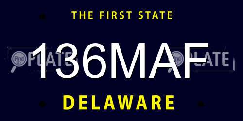 136MAF Delaware License Plate
