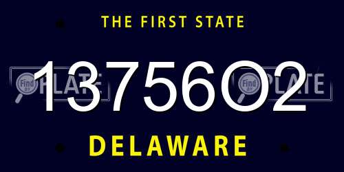 13756O2 Delaware License Plate