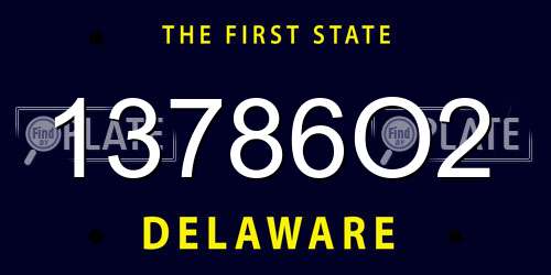 13786O2 Delaware License Plate