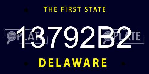 13792B2 Delaware License Plate