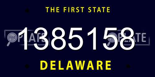1385158 Delaware License Plate