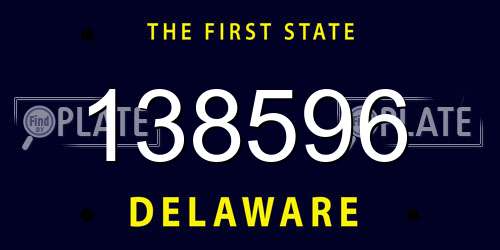 138596 Delaware License Plate